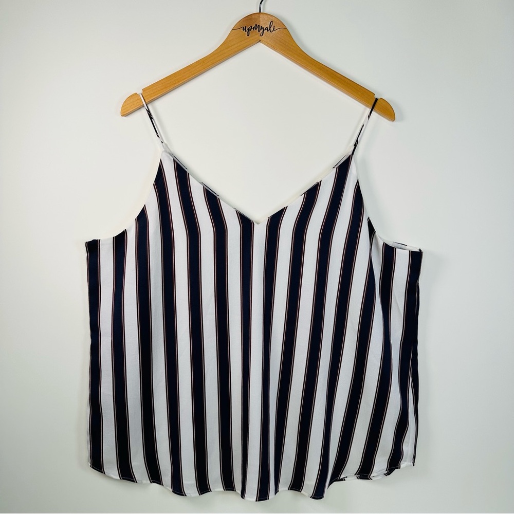 Express Striped Professional Office Career Wear Tank Top White Blue Brown XL